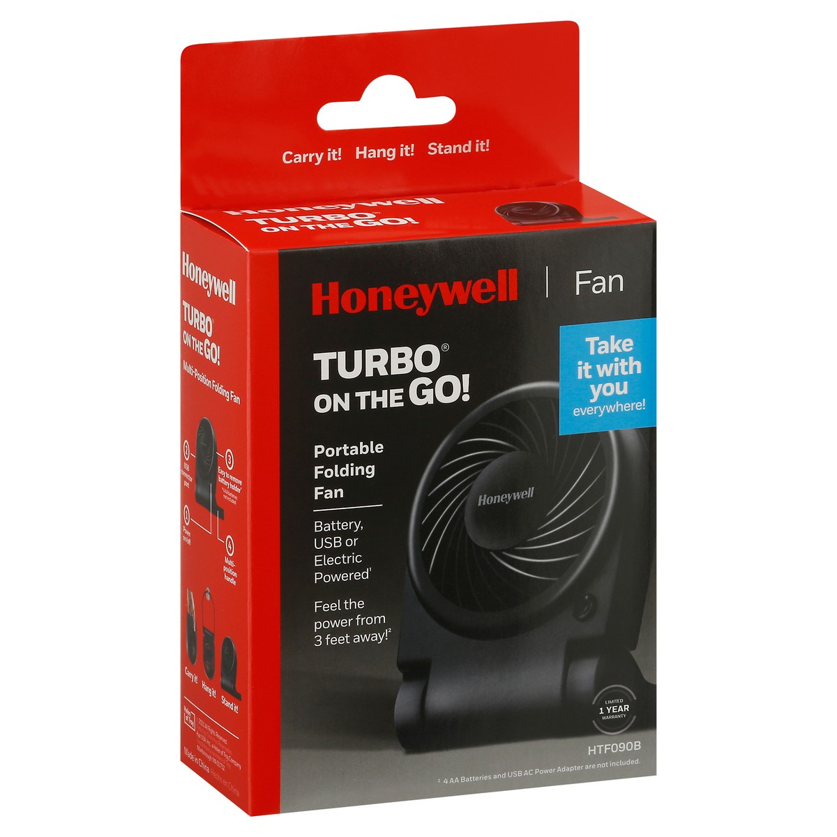 slide 3 of 9, Honeywell Turbo On the Go! Portable Folding Fan 1 ea, 1 ct