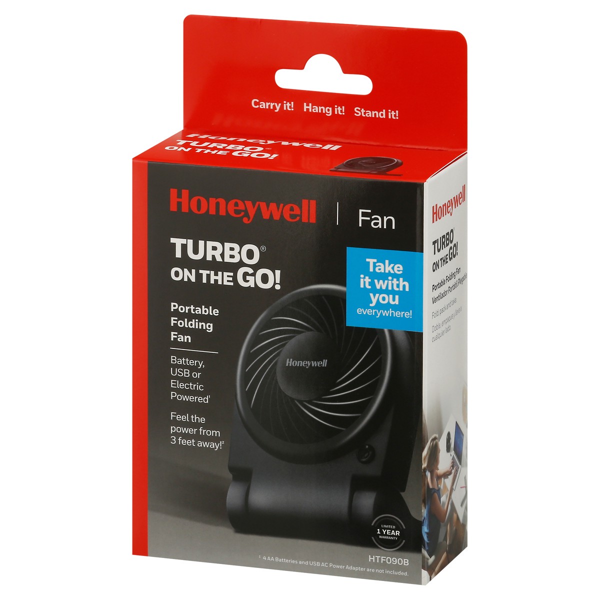 slide 4 of 9, Honeywell Turbo On the Go! Portable Folding Fan 1 ea, 1 ct