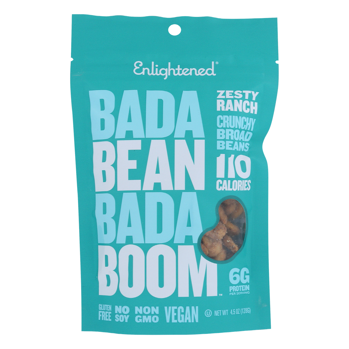 slide 1 of 1, Enlightened Bada Bean Bada Boom Zesty Ranch Crunchy Broad Beans Snack, 4.5 oz