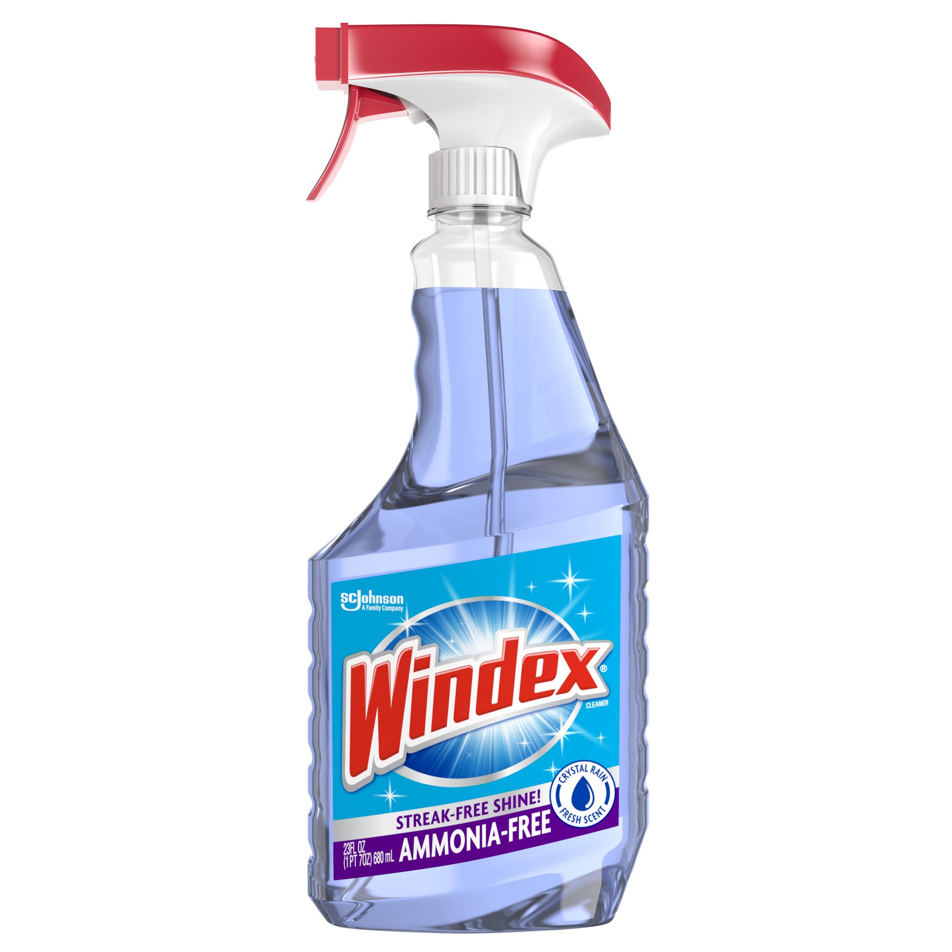 slide 1 of 5, Windex Ammonia-Free Glass Cleaner, Crystal Rain Scent, Spray Bottle, 23 fl oz, 