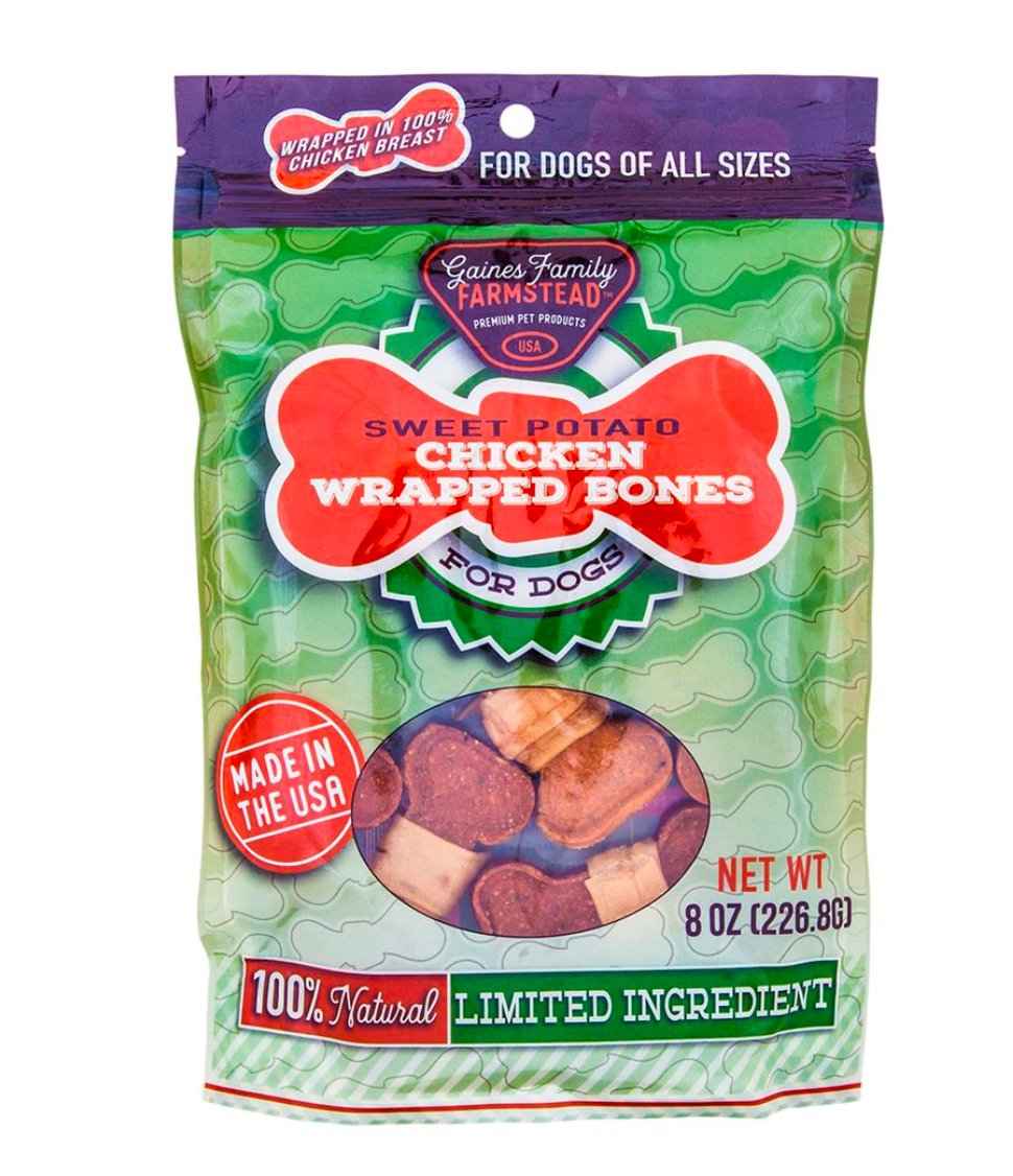 slide 1 of 1, Gaines Family Farmstead Gaines Chicken Wrapped Bones, 8 oz