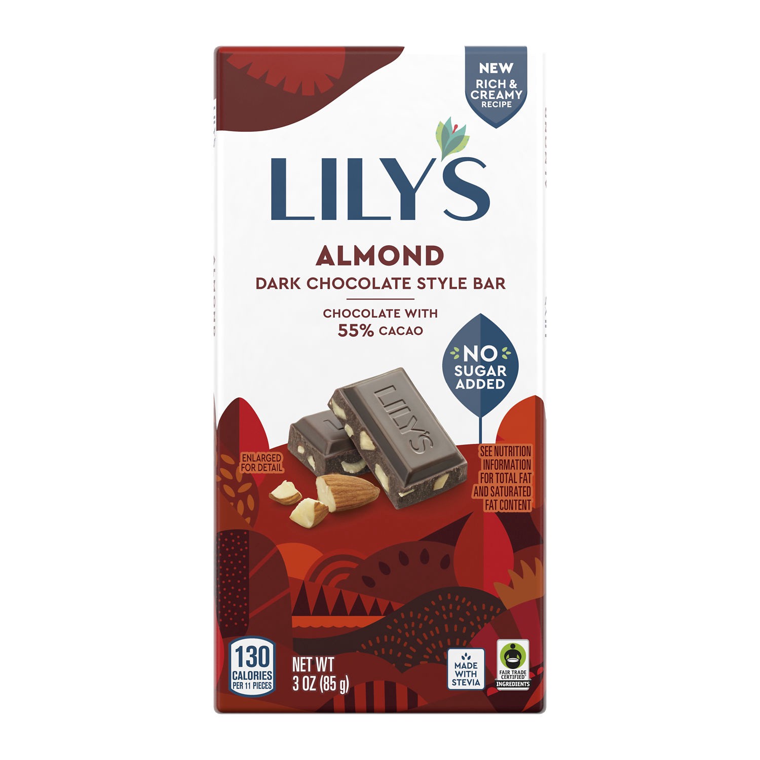 slide 1 of 7, Lily's Almond Dark Chocolate Style No Sugar Added, Sweets Bar, 3 oz, 3 oz