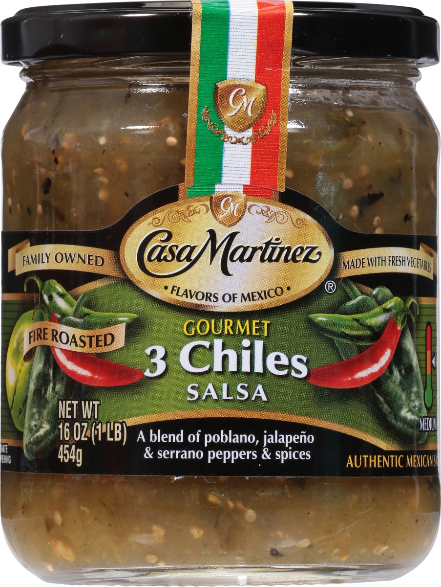 slide 7 of 13, Casa Martinez Medium Fire Roasted Gourmet 3 Chiles Salsa 16 oz, 16 oz