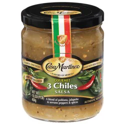 Casa Martinez Medium Fire Roasted Gourmet 3 Chiles Salsa 16 oz
