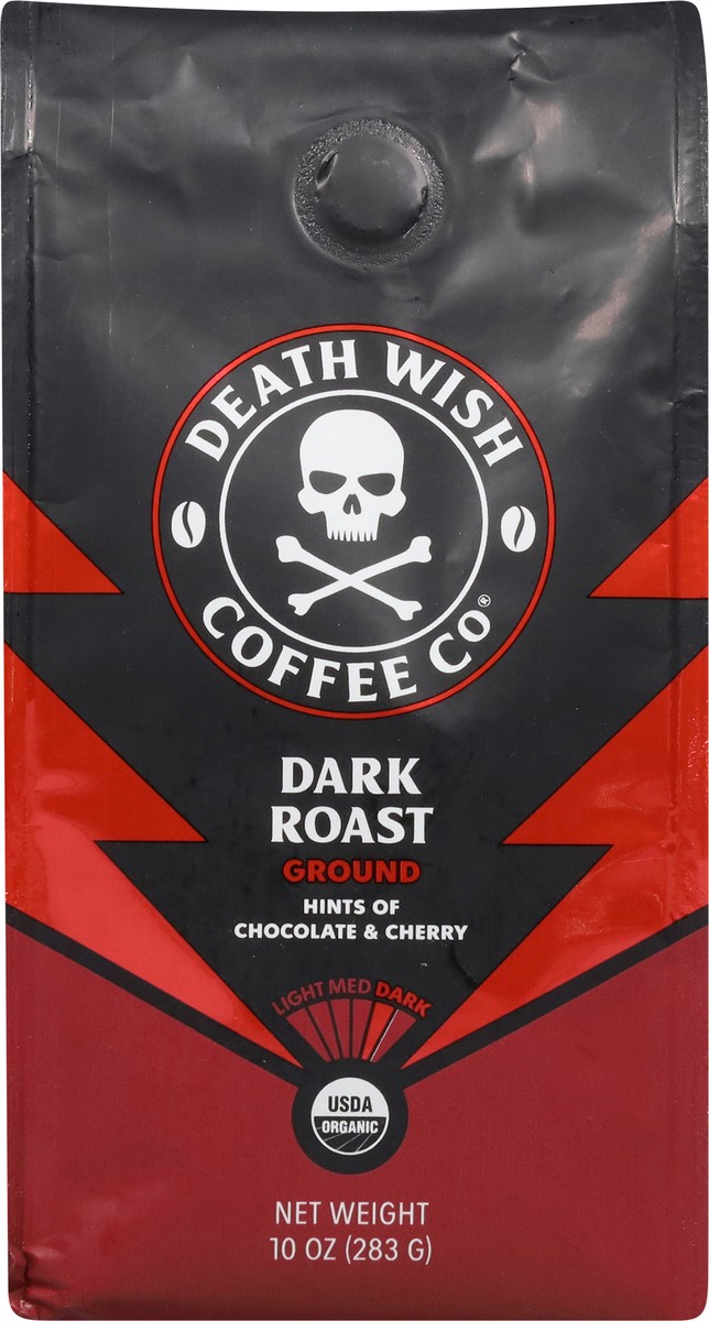 slide 5 of 13, Death Wish Coffee Co. Death Wish Coffee, Organic and Fair Trade, Dark Roast, Ground Coffee, 10 oz, 10 oz