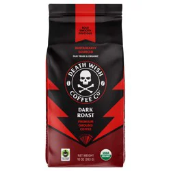 Death Wish Coffee Co. Death Wish Coffee, Organic and Fair Trade, Dark Roast, Ground Coffee, 10 oz