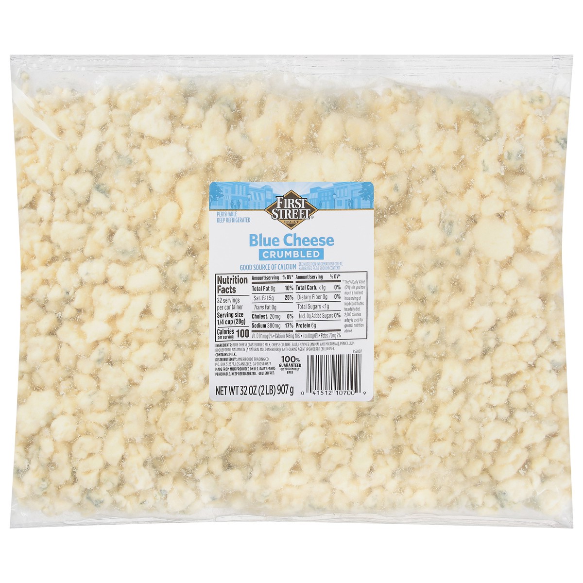 slide 1 of 13, First Street Crumbled Bleu Cheese - 2 lb, 2 lb