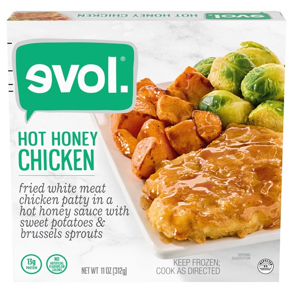 slide 1 of 2, EVOL Evol Hot Honey Chicken, Frozen Meal, 11 oz., 11 oz