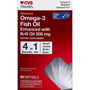 slide 1 of 1, CVS Health Omega-3 Fish Oil Enhanced With Krill Oil Softgels, 80 Ct, 80 ct; 500 mg