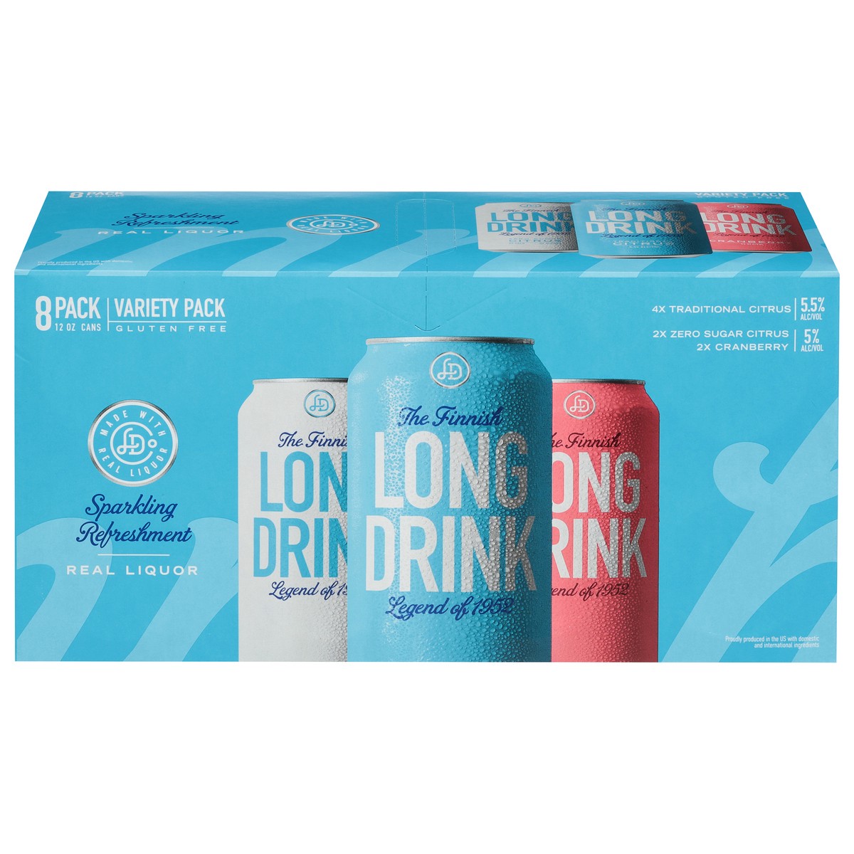 slide 1 of 1, Long Drink Traditional Citrus/Zero Sugar Citrus/Cranberry Gin Variety Pack 8 - 12 fl oz Cans, 8 ct; 12 oz