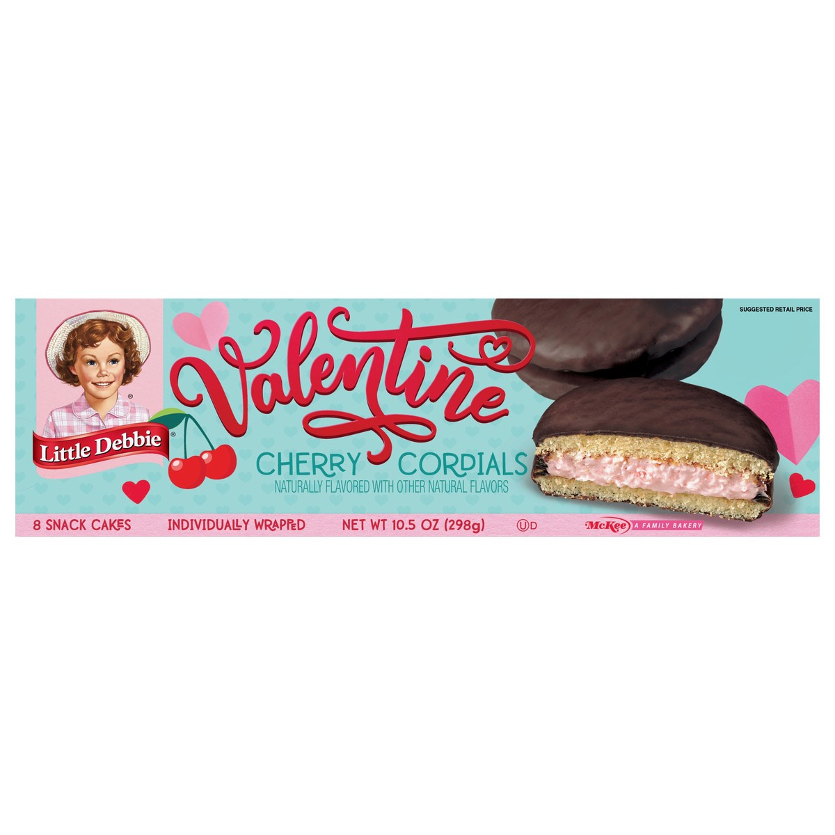 slide 1 of 7, Little Debbie Snack Cakes, Little Debbie Family Pack Cherry Cordials, 8 ct