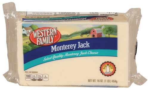 slide 1 of 1, Western Family Monterey Jack Cheese, 16 oz