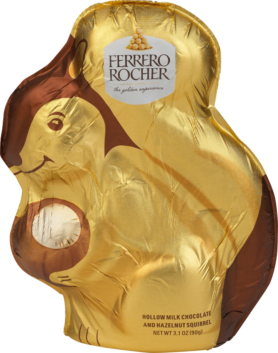 slide 3 of 4, Ferrero Rocher Hollow Milk Chocolate and Hazelnut Squirrel, 3.1 oz