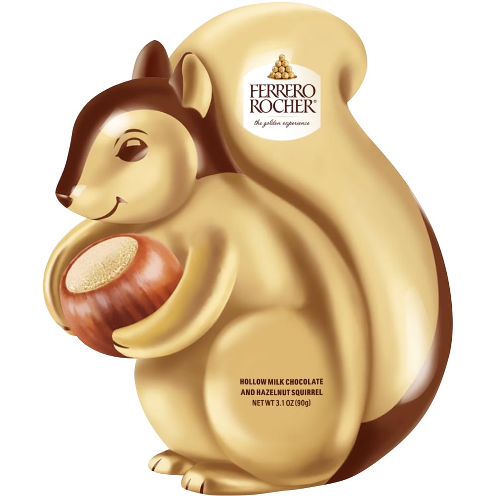 slide 1 of 4, Ferrero Rocher Hollow Milk Chocolate and Hazelnut Squirrel, 3.1 oz