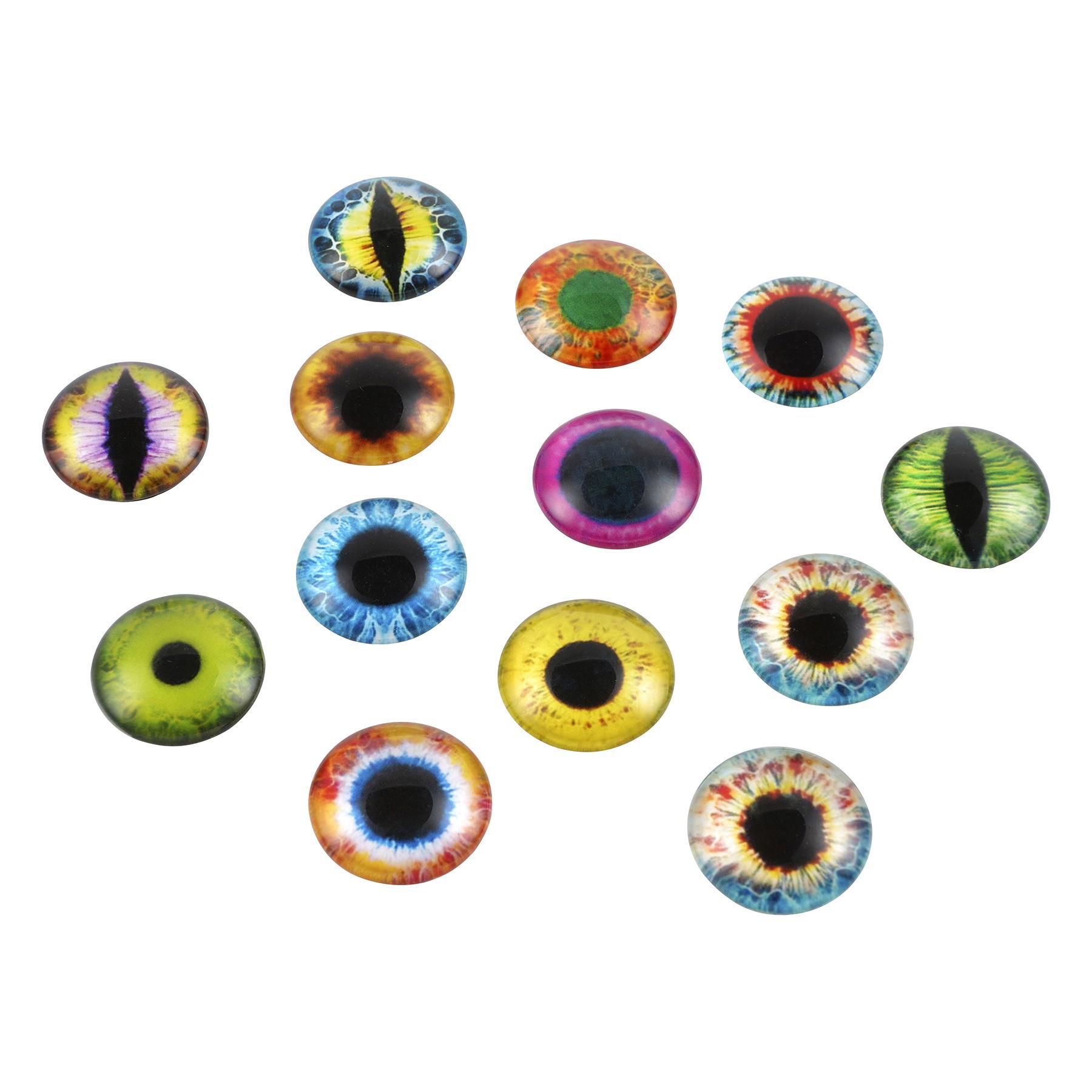 slide 2 of 3, Found Objects Mixed Large Eye Glass Cabochons By Bead Landing, 19 mm