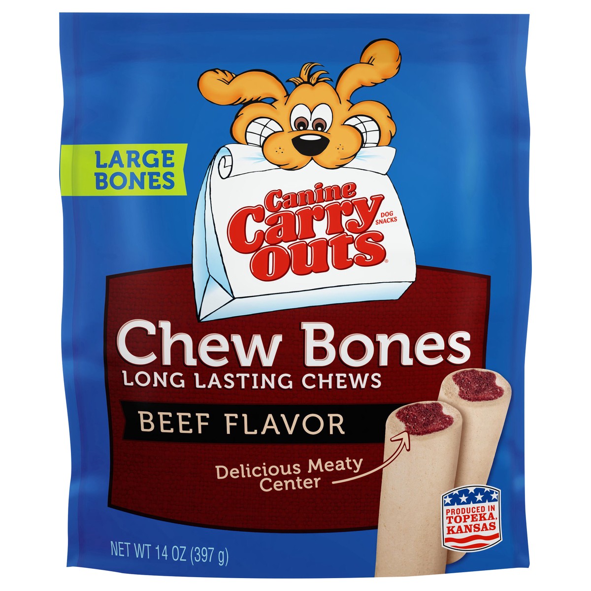 slide 1 of 2, Canine Carry Outs Chew Bones Beef Flavor Dog Snacks, 14-Ounce, 14 oz