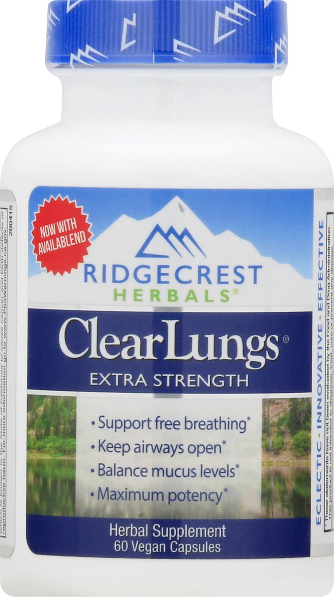 slide 6 of 9, RidgeCrest Herbals Vegan Capsules Extra Strength ClearLungs 60 ea, 60 ct