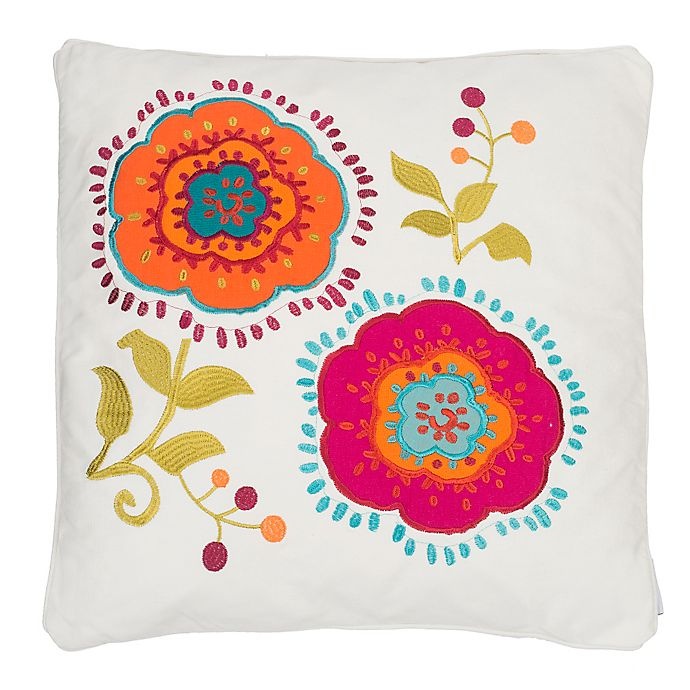 slide 1 of 1, Levtex Home Tivoli Bone Applique Flowers Square Throw Pillow, 1 ct