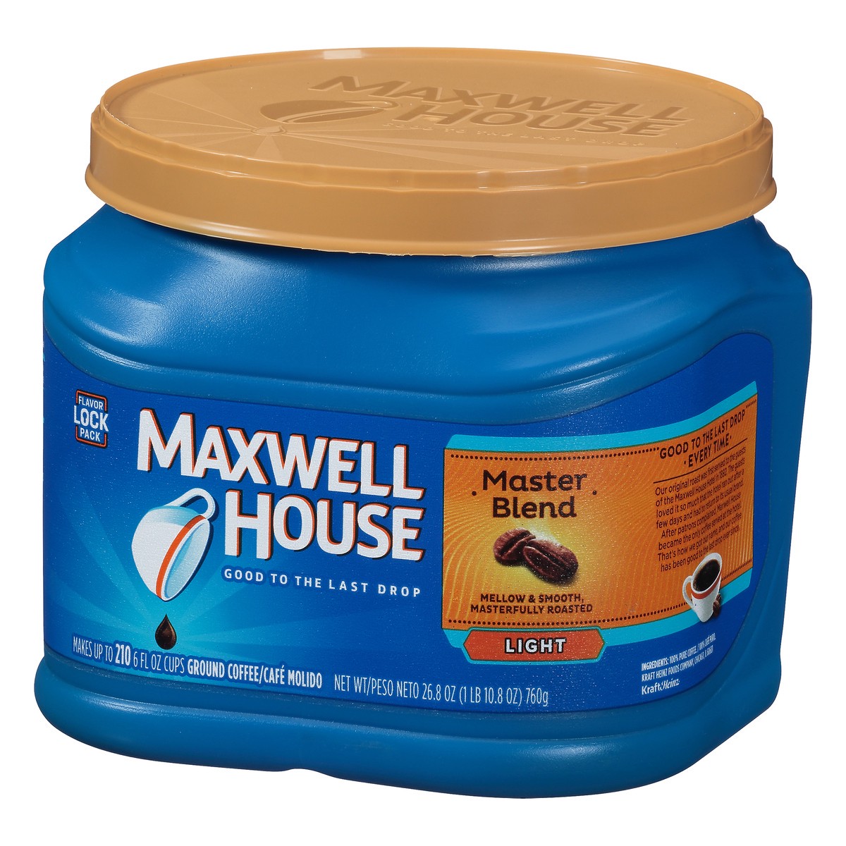 slide 4 of 9, Maxwell House Master Blend Mild Roast Ground Coffee, 26.8 oz Canister, 26.8 oz