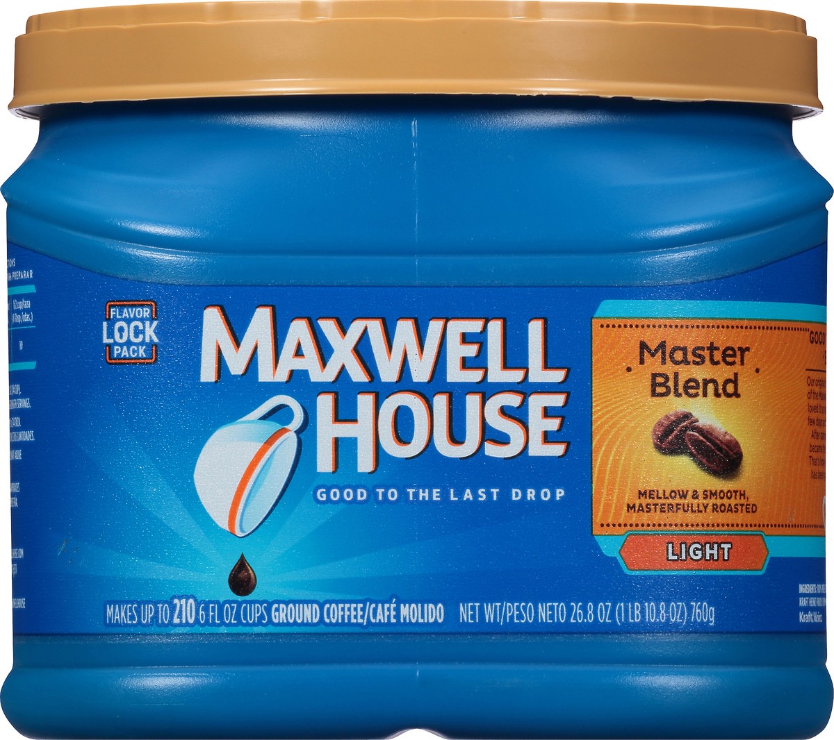 slide 3 of 9, Maxwell House Master Blend Mild Roast Ground Coffee, 26.8 oz Canister, 26.8 oz