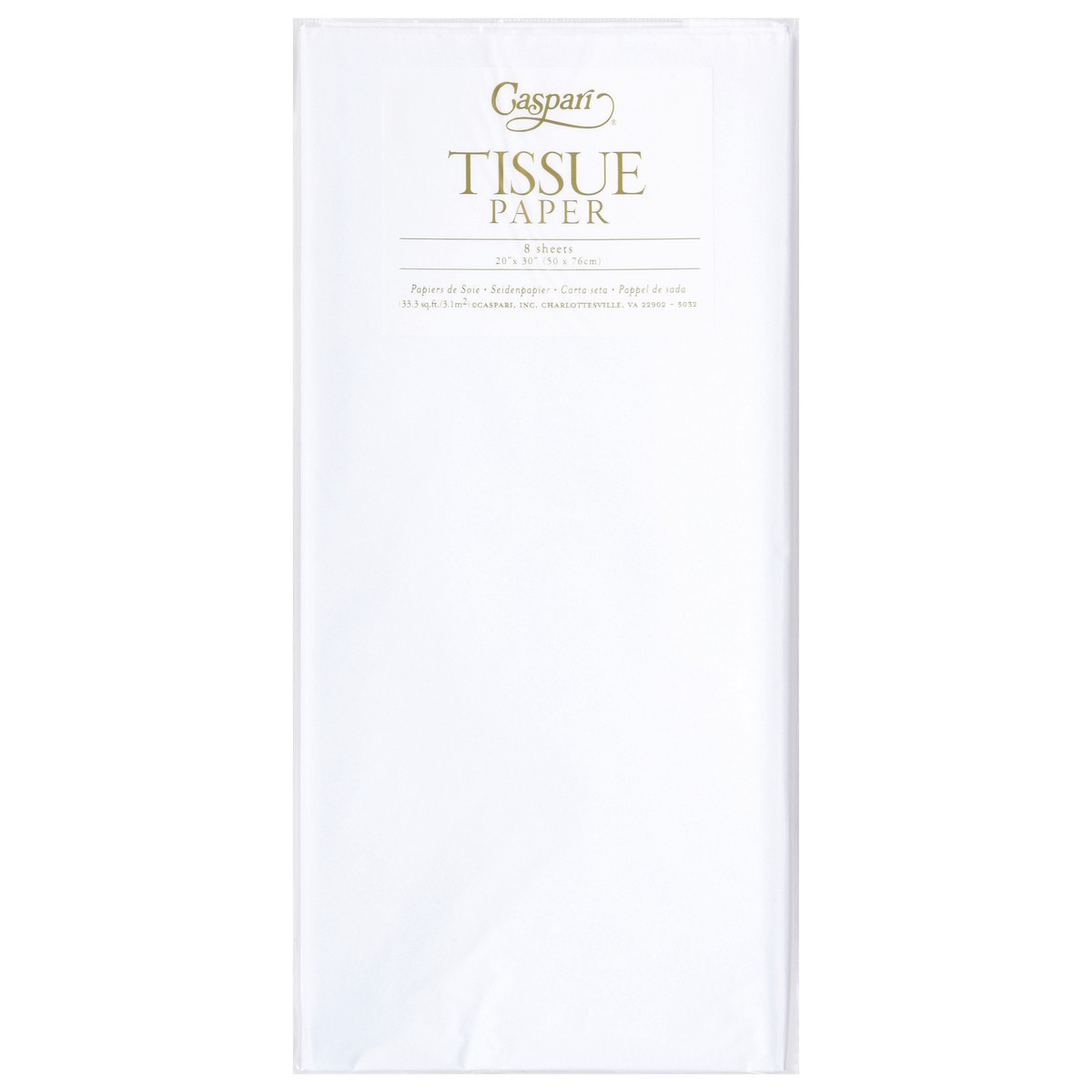 slide 4 of 4, Caspari White Tissue Paper 8 ea, 8 ct