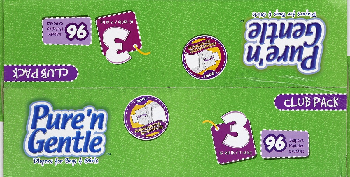 slide 4 of 5, Pure 'n Gentle Diapers 96 ea, 96 ct