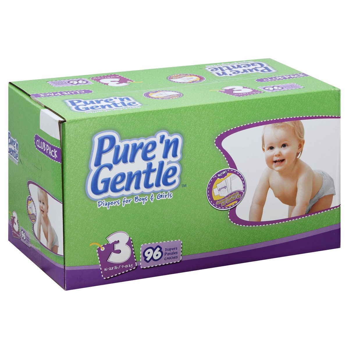 slide 3 of 5, Pure 'n Gentle Diapers 96 ea, 96 ct