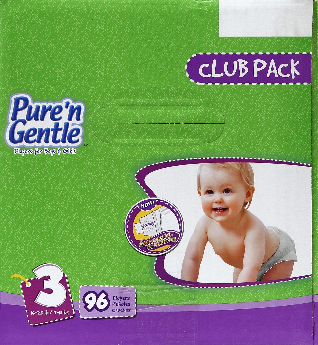 slide 5 of 5, Pure 'n Gentle Diapers 96 ea, 96 ct