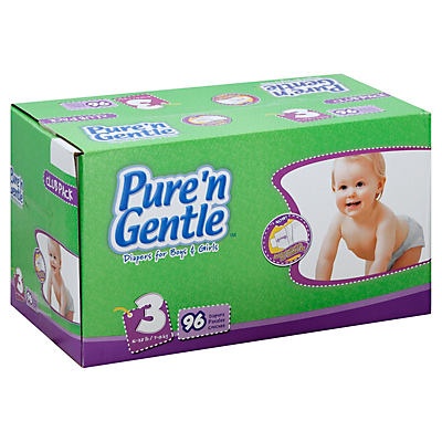 slide 1 of 1, Pure'n Gentle Diapers Size 3, 96 ct