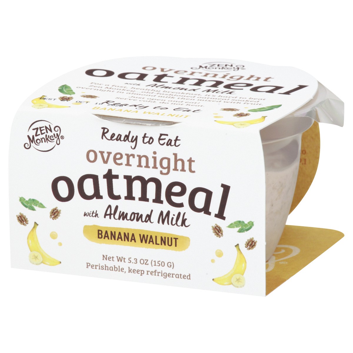 slide 5 of 13, Zen Monkey Overnight Banana Walnut Oatmeal with Almond Milk 5.3 oz, 5.3 oz