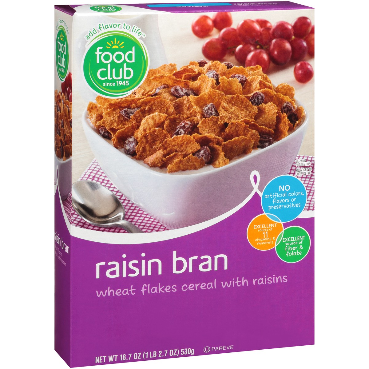 slide 2 of 10, Food Club Raisin Bran Cereal, 18.69 oz