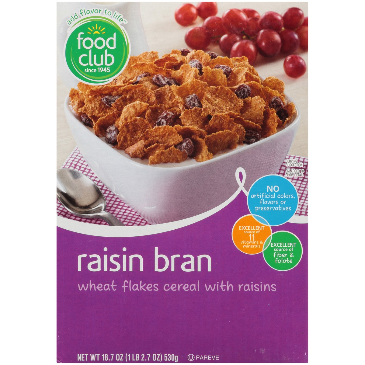 slide 9 of 10, Food Club Raisin Bran Cereal, 18.69 oz