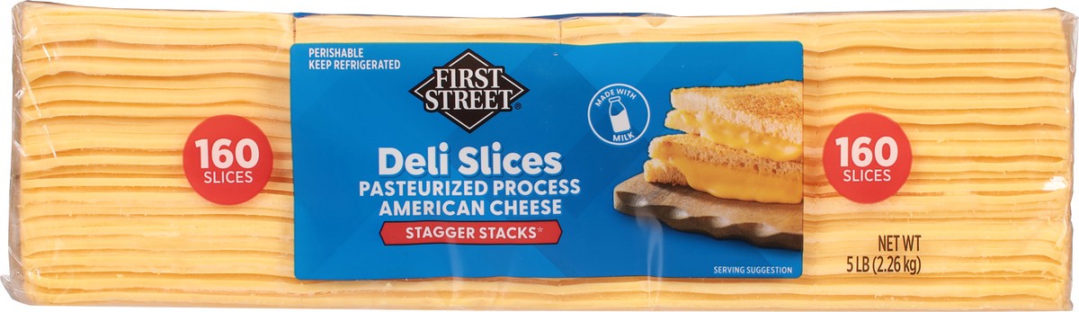 slide 11 of 14, First Street American Sliced Cheese 160ct, 5 lb