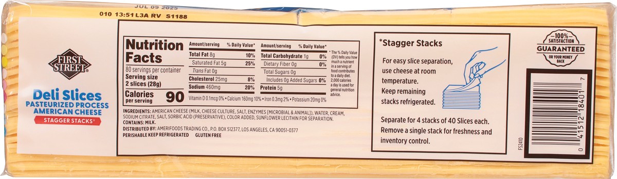 slide 2 of 14, First Street American Sliced Cheese 160ct, 5 lb
