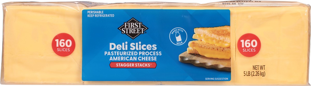 slide 10 of 14, First Street American Sliced Cheese 160ct, 5 lb