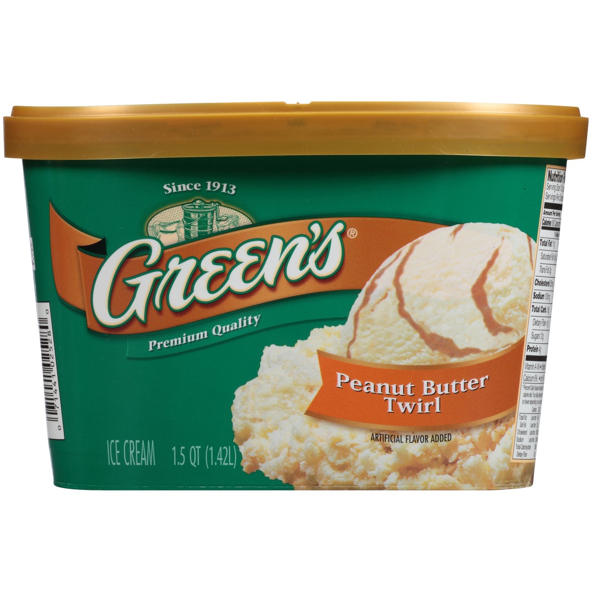 slide 1 of 10, Green's Peanut Butter Twirl Ice Cream 1.5 qt. Carton, 1.42 liter