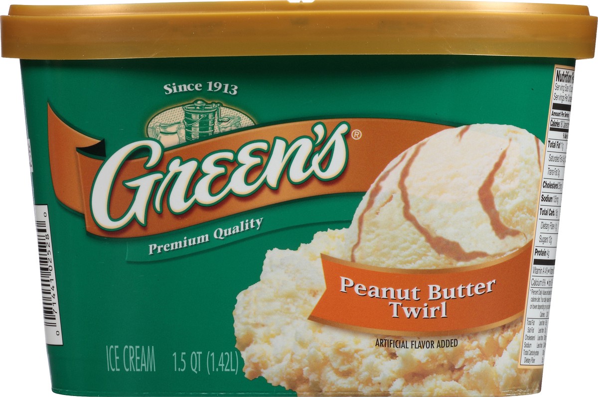 slide 3 of 10, Green's Peanut Butter Twirl Ice Cream 1.5 qt. Carton, 1.42 liter