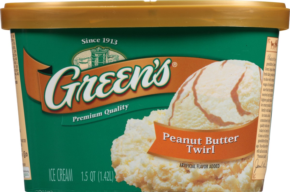 slide 9 of 10, Green's Peanut Butter Twirl Ice Cream 1.5 qt. Carton, 1.42 liter