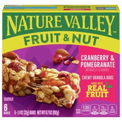 Nature Valley Chewy Fruit & Nut Granola Bars, Cranberry Pomegranate, 6 Bars, 6.7 OZ