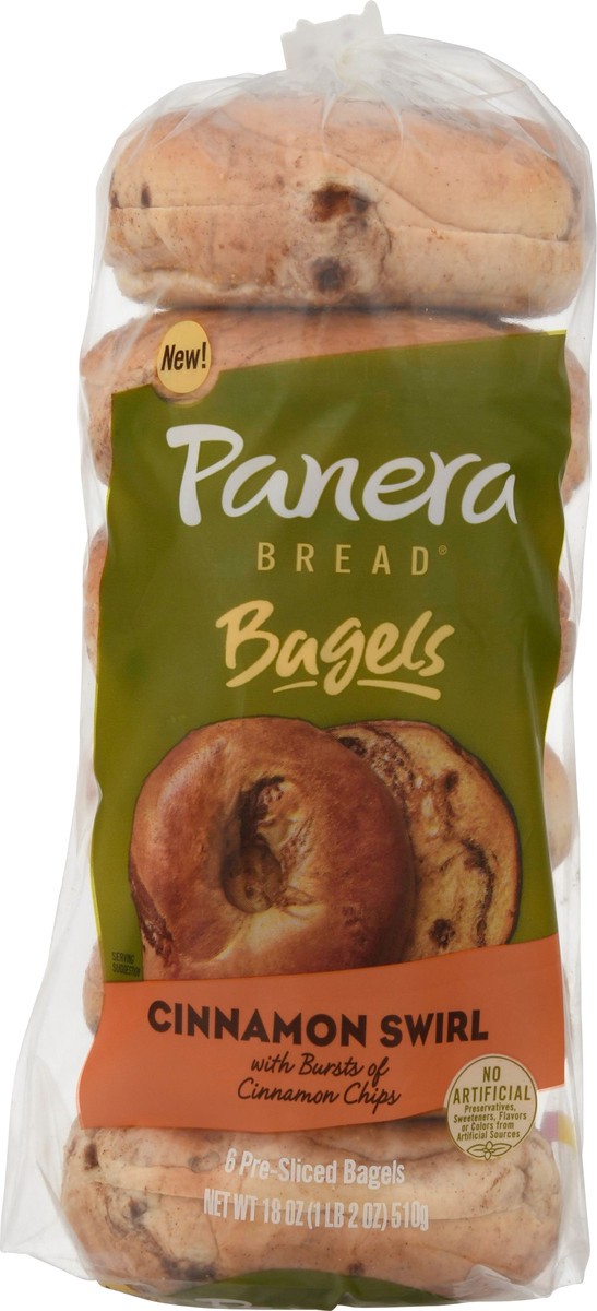 slide 6 of 9, Panera Bread Bagels, Pre-Sliced, Cinnamon Swirl, 6 ct