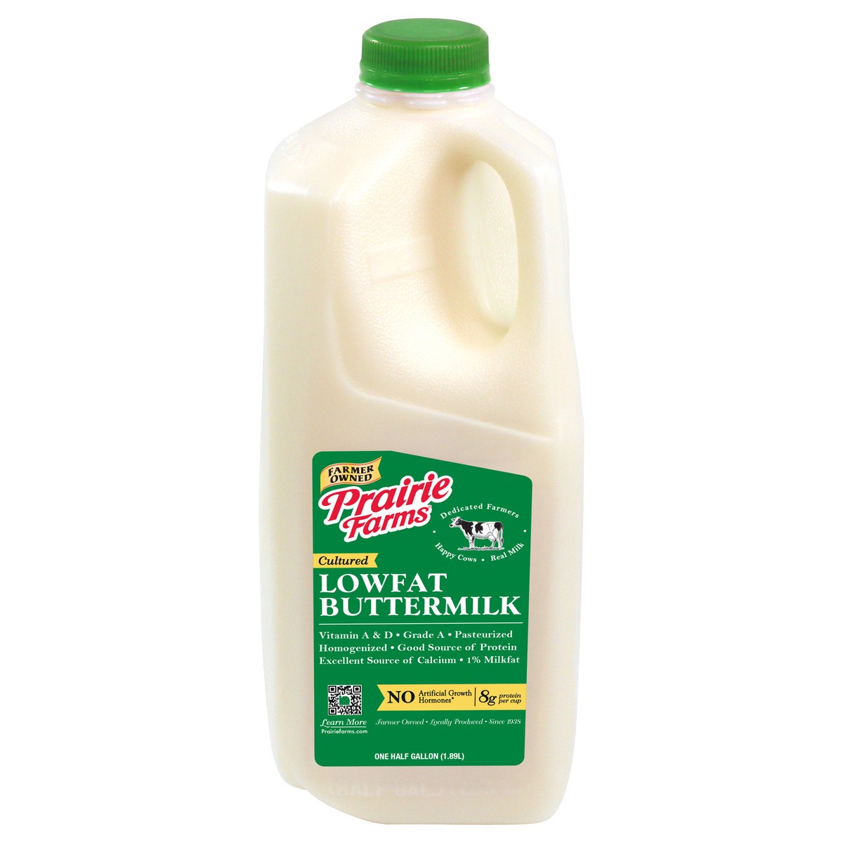 slide 1 of 4, Prairie Farms Cultured 1% Low Fat Buttermilk, Half Gallon, 64 Fl Oz, 1/2 gal