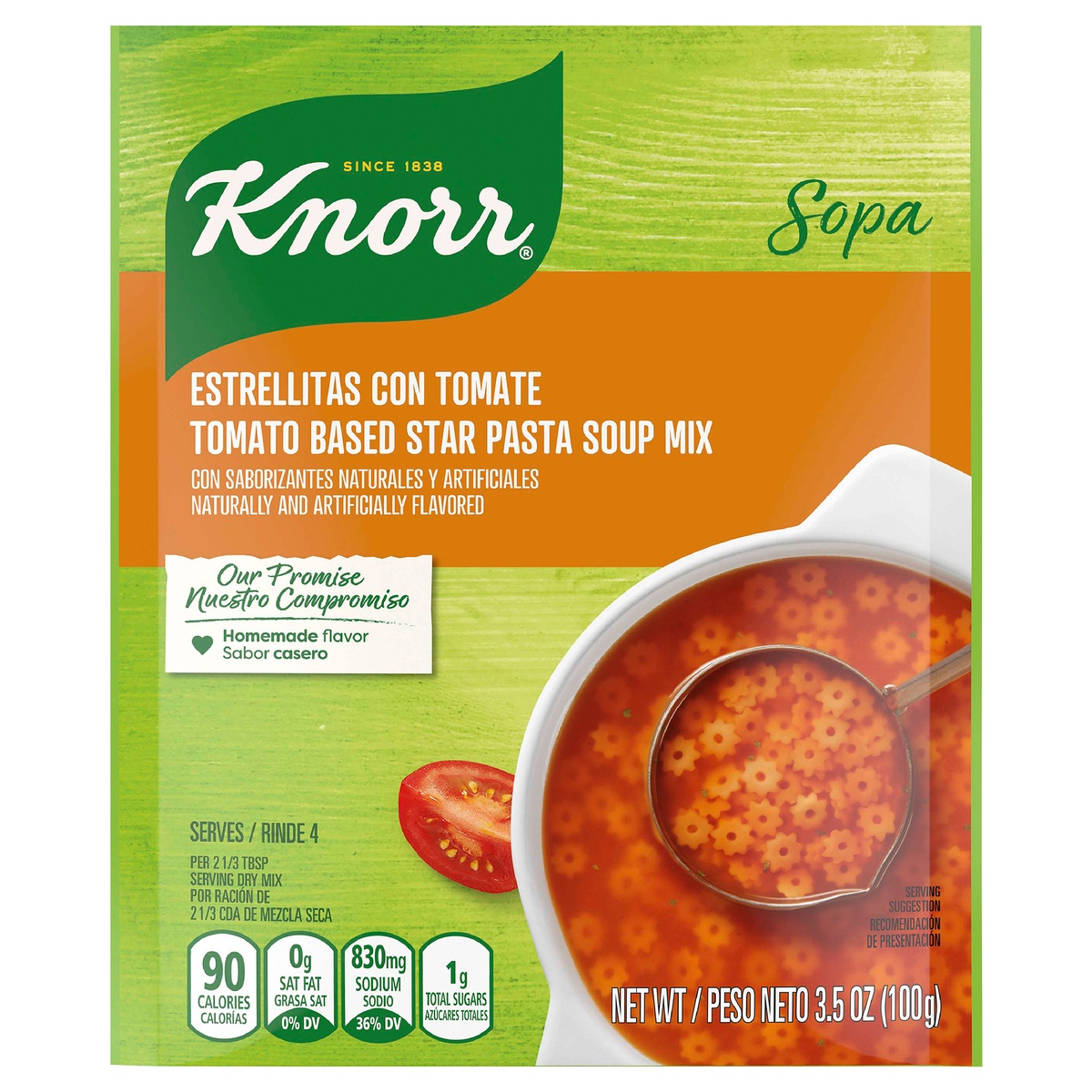 slide 1 of 5, Knorr Sopa Estrellitas Con Tomate Tomato Based Star Pasta Soup Mix, 3.5 oz