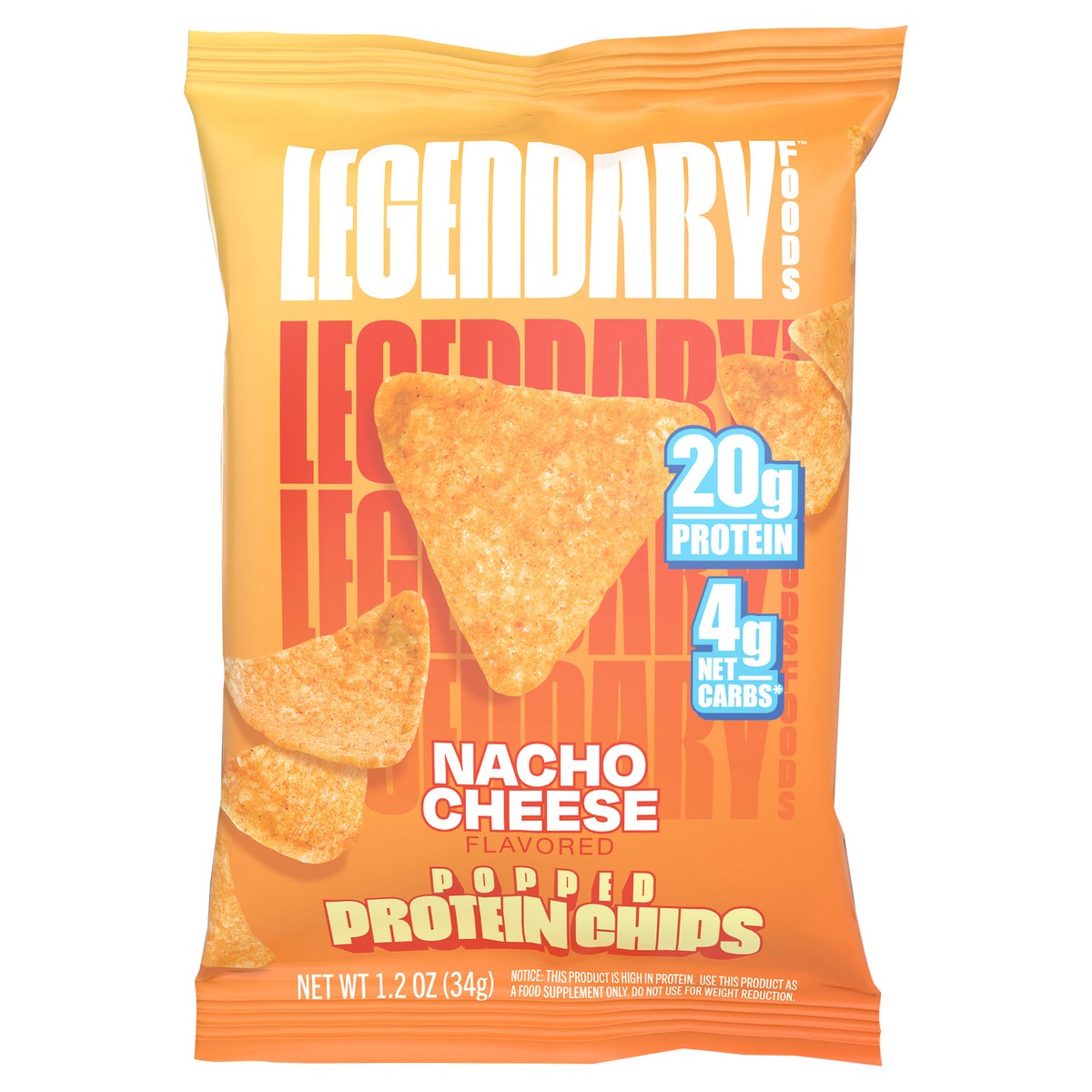 slide 1 of 7, Legendary Foods Popped Nacho Cheese Flavored Protein Chips 1.2 oz, 1.2 oz