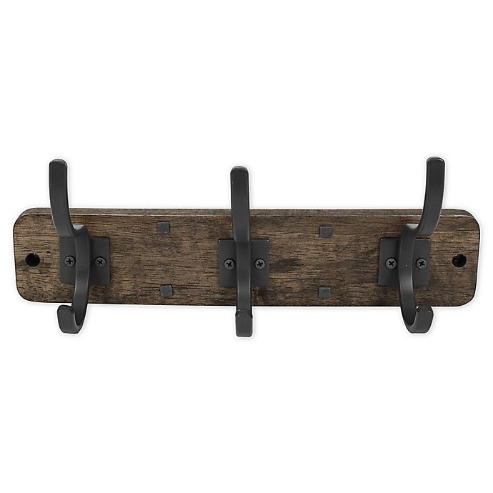 slide 1 of 4, Spectrum Richmond Wood Wall Mount 3-Hook Rack - Coffee, 1 ct