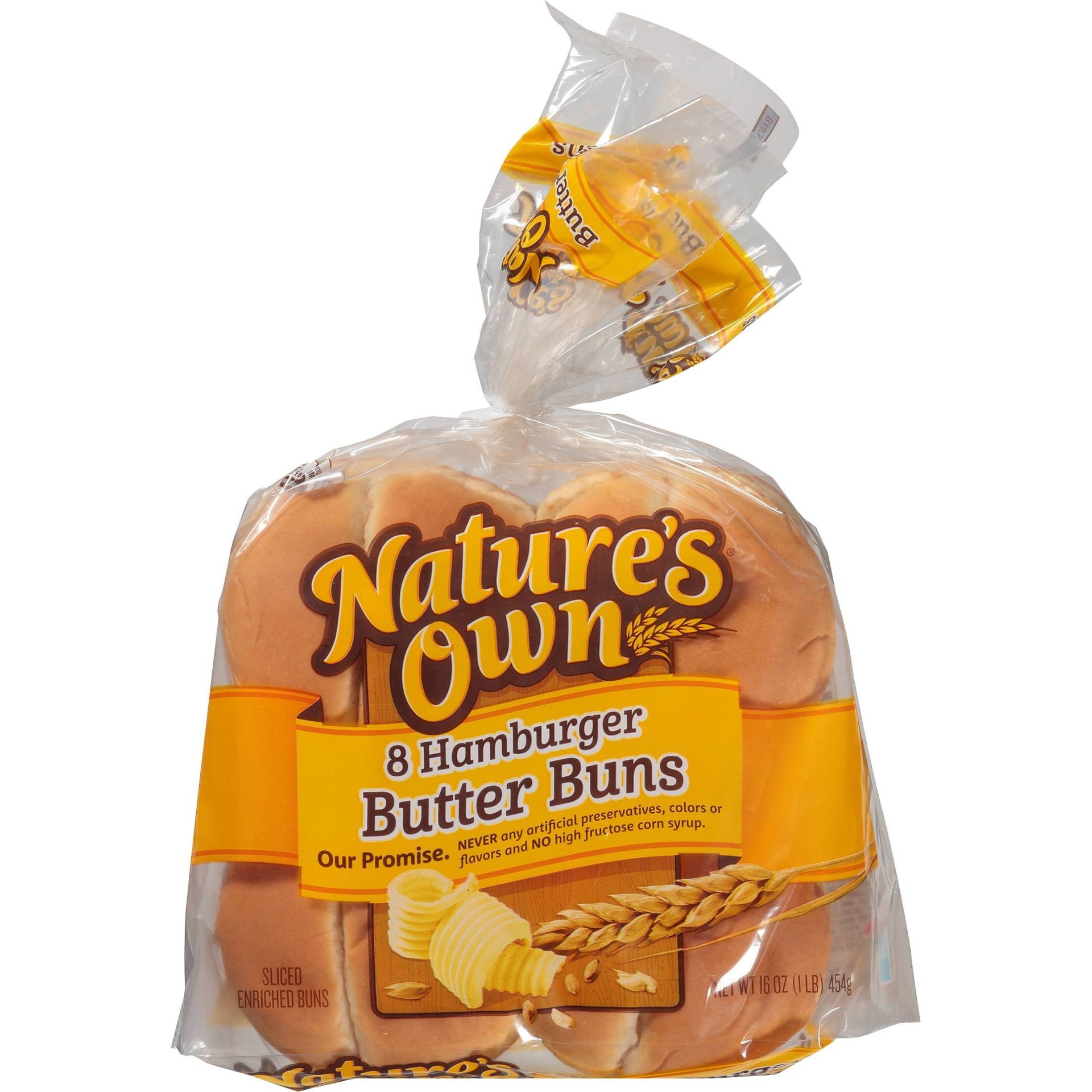 slide 1 of 8, Nature's Own Butter Hamburger Buns, 8 ct