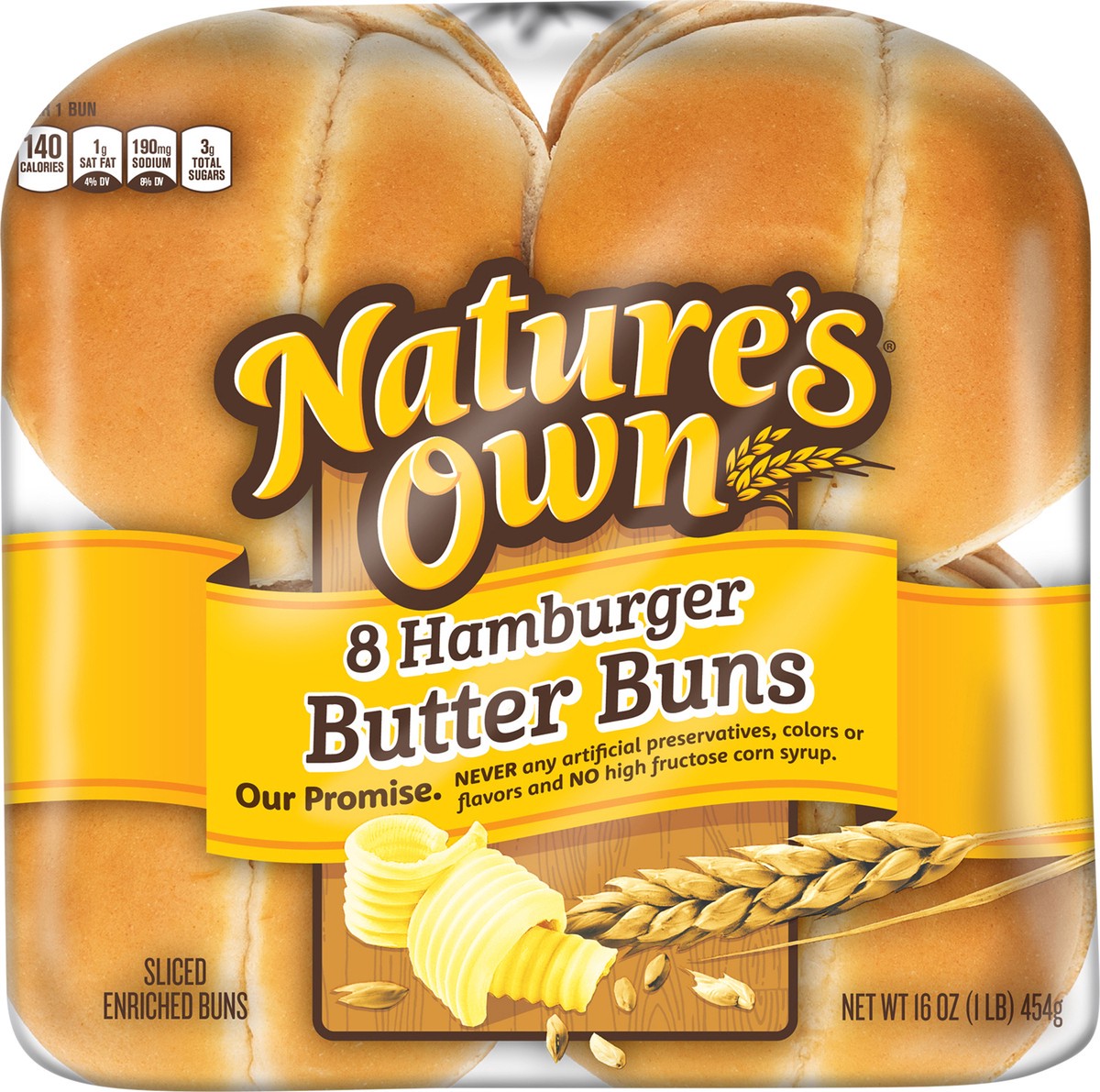 slide 8 of 8, Nature's Own Hamburger Butter Buns, 8 ct; 16 oz