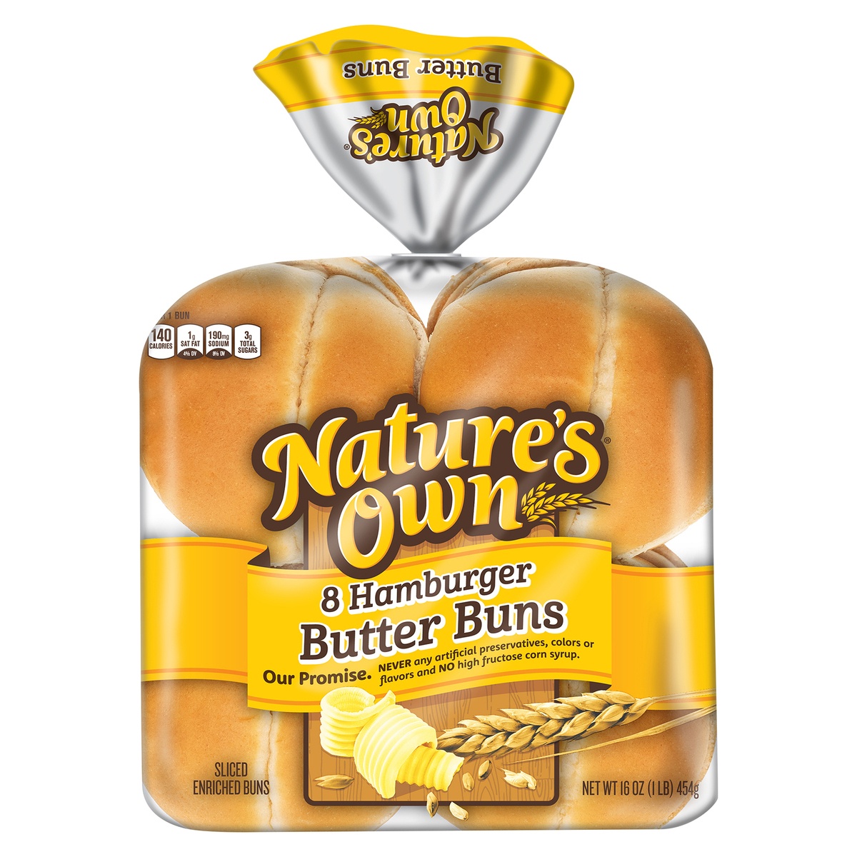 slide 1 of 8, Nature's Own Butter Hamburger Buns 8 ea, 8 ct