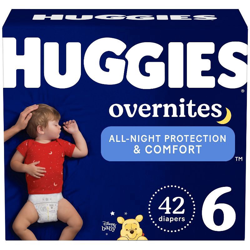 slide 1 of 6, Huggies Overnites Nighttime Baby Diapers, Size 6 (35+ lbs), 42 Ct, 42 ct