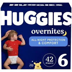 Huggies Overnites Nighttime Baby Diapers, Size 6 (35+ lbs), 42 Ct
