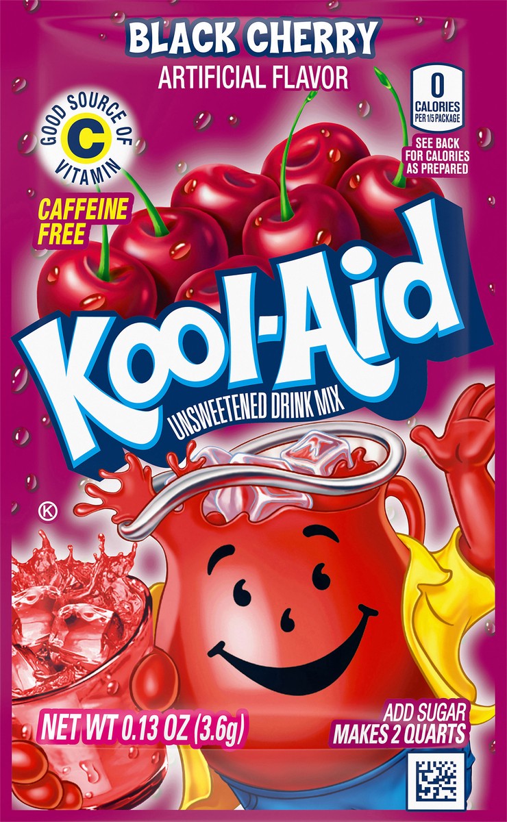 slide 1 of 5, Kool-Aid Unsweetened Black Cherry Powdered Drink Mix, Caffeine Free, 0.13 oz Packet, 0.13 oz